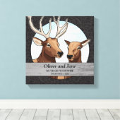 Personalisierter Hochzeitstag, Elchpaare Leinwanddruck (Insitu (Holzboden))