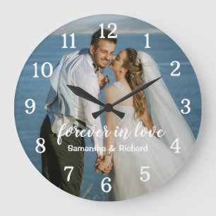 Personalisierter Hochzeitstag für immer Foto Große Wanduhr