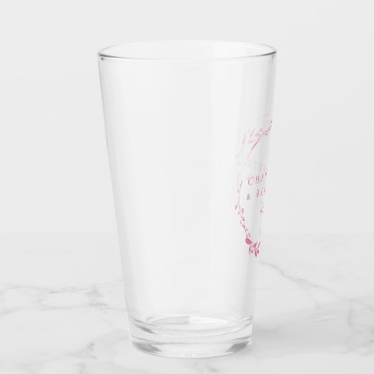 Personalisierter Hochzeitstag in Rosa Blumenreath Glas (Rechts)