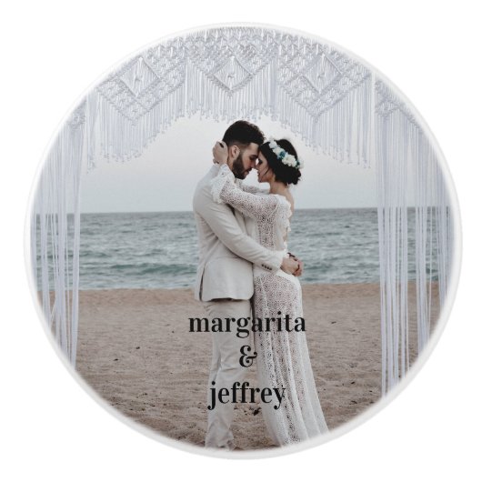 Personalisierter Hochzeitstag Keramikknauf (Vorderseite)