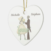 Personalisierter Hochzeitstag Keramikornament (Links)