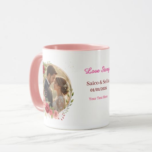 Personalisierter Hochzeitstag-Mug  Tasse (Vorderseite Links)