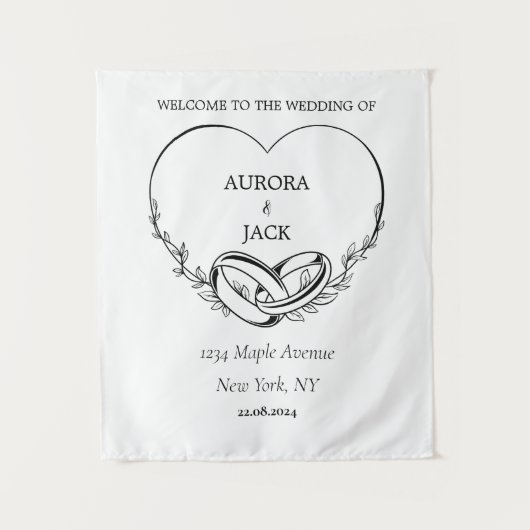 Personalisierter Hochzeitsteppich Wandteppich (Vorderseite)