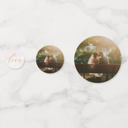 Personalisierter Hochzeitstisch in Rosa Konfetti (Rückseiten)