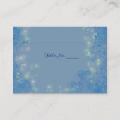 Personalisierter Hochzeitstisch mit blauen Herzen Platzkarte (Vorderseite)