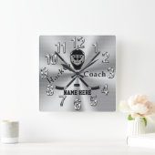 Personalisierter Hockey Coach Geschenke mit Name o Quadratische Wanduhr (Zuhause)