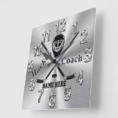 Personalisierter Hockey Coach Geschenke mit Name o Quadratische Wanduhr (Winkel)