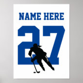 Personalisierter Hockey-Spieler der Frauen Blue Poster (Vorne)