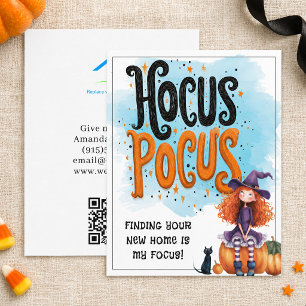 Personalisierter Hocus Pocus Immobilien Halloween Feiertagskarte