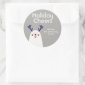 Personalisierter Holiday Chear Bär mit Antlern Runder Aufkleber (Tasche)