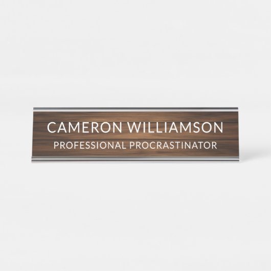 Personalisierter Holzpaneler Schreibtischnamensplakette (Vorderseite )