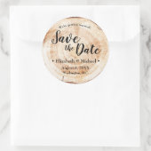 Personalisierter Holzschnitt rustikale Hochzeit Si Runder Aufkleber (Tasche)