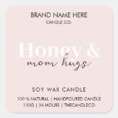 Personalisierter Honig und Mama Hugs Elegante Kerz Quadratischer Aufkleber (Vorderseite)