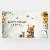 Personalisierter Honigbär Geburtstag Banner (Horizontal)