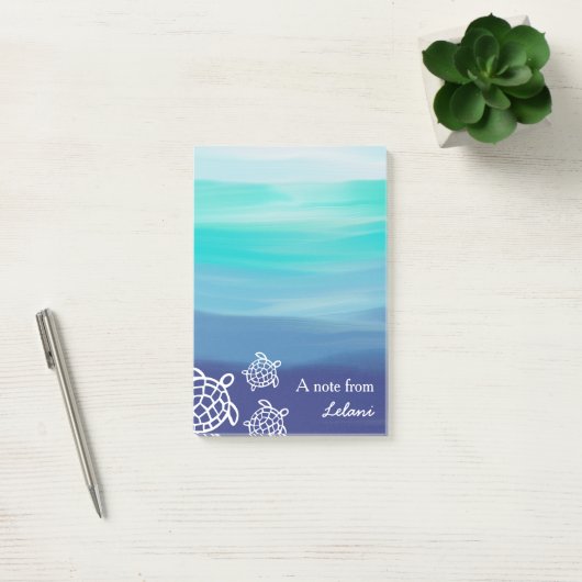 Personalisierter Honu Seeschildkröte-Ozean-Strand Post-it Klebezettel (Büro)