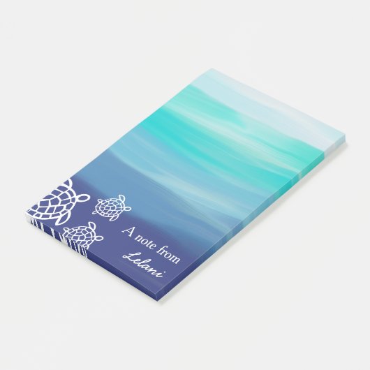 Personalisierter Honu Seeschildkröte-Ozean-Strand Post-it Klebezettel (angewinkelt)