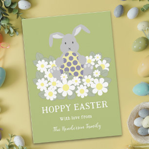Personalisierter Hoppy Oster Hase Frühlingsblumen Feiertagskarte