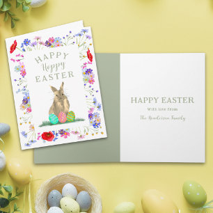 Personalisierter Hoppy Oster Hase Frühlingsblumen Karte