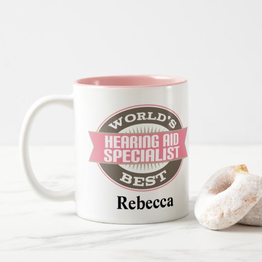 Personalisierter Hörhilfsspezialist Zweifarbige Tasse (Mit Donut)