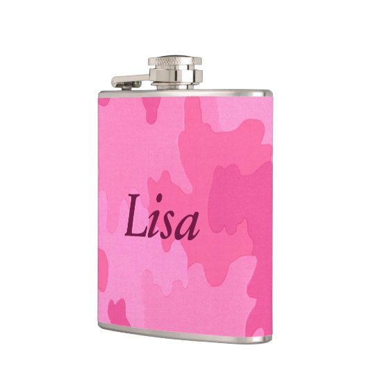 Personalisierter Hot Pink Camouflask Flachmann (Links)