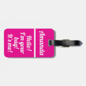 Personalisierter Hot Pink Girl Funny Funny Luggage Gepäckanhänger (Rückseite horizontal)