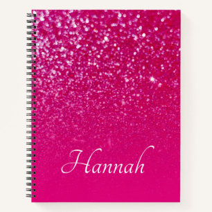 Personalisierter Hot Pink Glitzer Ombre Notizblock