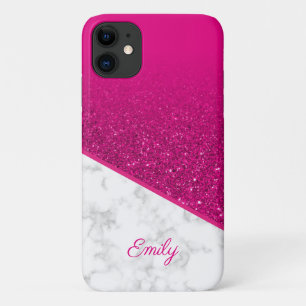 Personalisierter Hot-Pink-Glitzer - Whiteboor-Tele Case-Mate iPhone Hülle