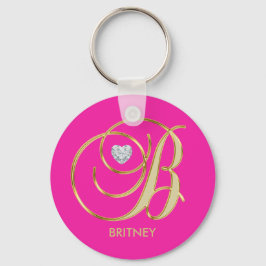Personalisierter Hot Pink, Gold, Mit Monogramm Buc Schlüsselanhänger