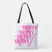 Personalisierter Hot Pink Groovy Tasche (Rückseite)