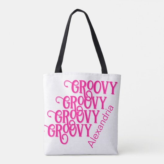 Personalisierter Hot Pink Groovy Tasche (Rückseite)