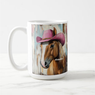 Personalisierter Hot Pink Hat Horse Girls Western Kaffeetasse