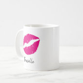 Personalisierter Hot Pink Lipstick Klick Kaffeetasse (Vorderseite Links)
