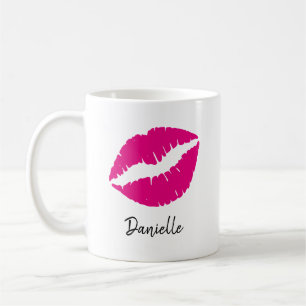 Personalisierter Hot Pink Lipstick Klick Kaffeetasse