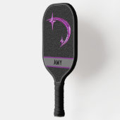 Personalisierter Hot Pink Metallic Star Pickleball Schläger (Links)