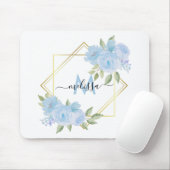 Personalisierter Hübscher Baby Blue Floral Mouse P Mousepad (Mit Mouse)