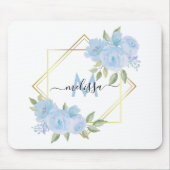 Personalisierter Hübscher Baby Blue Floral Mouse P Mousepad (Vorne)
