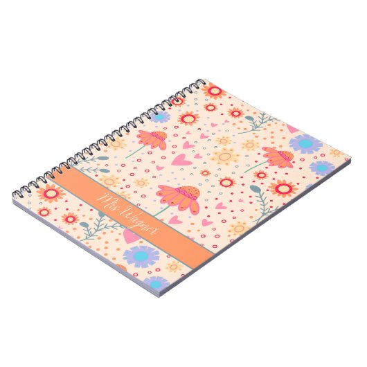 Personalisierter Hübscher Blumenhörlehrer Notizblock (Linke Seite)