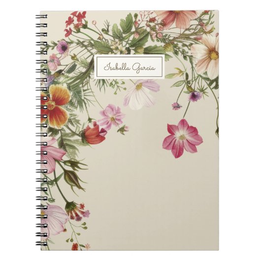 Personalisierter Hübscher Blumenname Notizblock (Vorderseite)