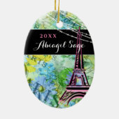 Personalisierter Hübscher Eiffelturm Paris Keramik Ornament (Hinten)