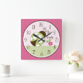 Personalisierter Hübscher Ladybug mit Punktzeitanz Quadratische Wanduhr (Zuhause)