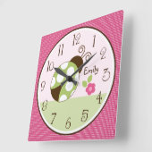 Personalisierter Hübscher Ladybug mit Punktzeitanz Quadratische Wanduhr (Winkel)