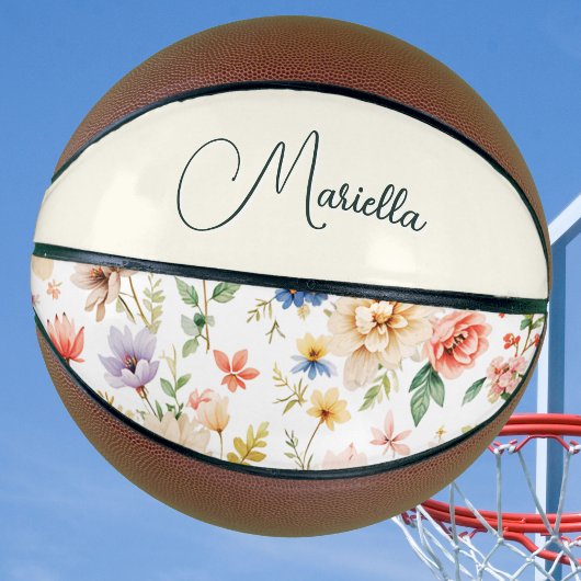 Personalisierter Hübscher Name des Blumenschreiber Basketball