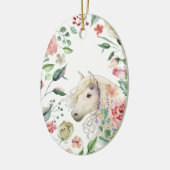 Personalisierter Hübscher Pferdeblumengarten Weihn Keramik Ornament (Links)