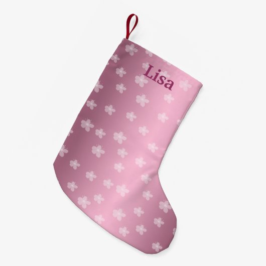 Personalisierter Hübscher Rosa Strumpf Kleiner Weihnachtsstrumpf (Vorderansicht (hängend))