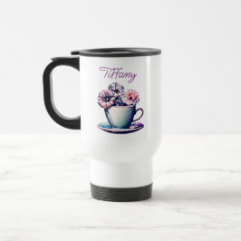 Personalisierter Hübscher Tea Cup und Blume Reisebecher