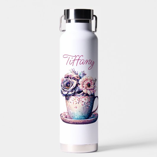 Personalisierter Hübscher Vintager Teecup der Blum Trinkflasche (Vorne)