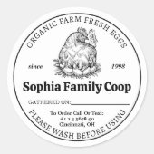 Personalisierter Hühnercoop-Besitzer Name Eiergesc Runder Aufkleber (Vorderseite)