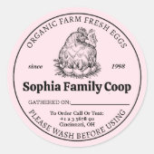 Personalisierter Hühnercoop Name Eier Runder Aufkleber (Vorderseite)