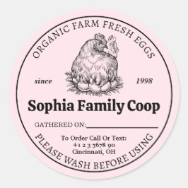 Personalisierter Hühnercoop Name Eier Runder Aufkleber