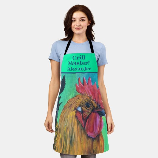 Personalisierter Hühnergrill Schürze (Getragen)